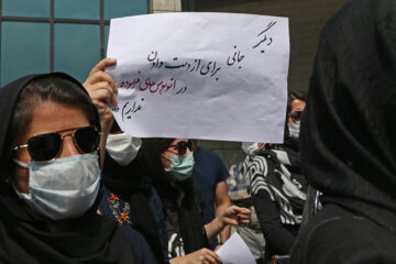 گردهمایی اعتراضی تعدادی از اهالی رسانه در مقابل سازمان محیط زیست