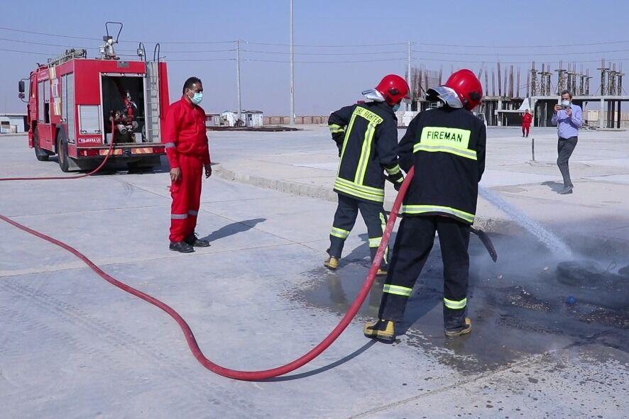مانور مهار آتش در پایانه‌های شلمچه و چذابه در خوزستان برگزار شد