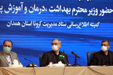 حضور بهرام عین اللهی وزیر بهداشت در ستاد مدیریت کرونا استان همدان